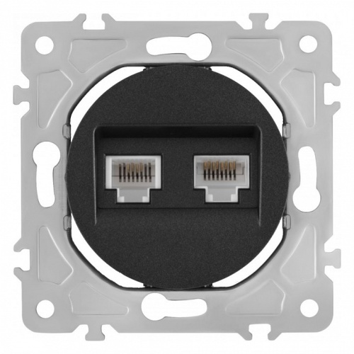 Розетка двойная RJ-11 и Ethernet RJ-45, без рамки Arte Milano am-202 202.44-1.black в Нижнем Новгороде