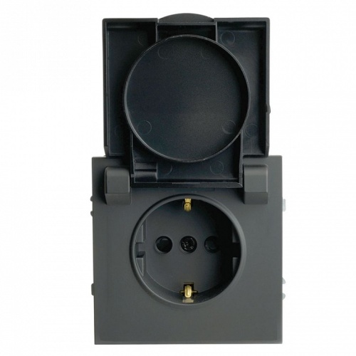 Розетка с заземлением и со шторкой, с крышкой Stekker Эмили 49855 в Нижнем Новгороде фото 2