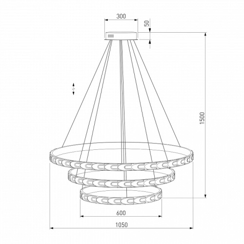 Подвесной светильник Eurosvet Chain 90163/3 сатин-никель 160W в Симе фото 2