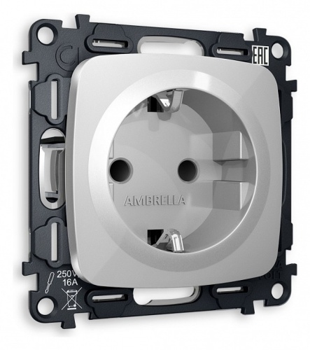 Розетка с заземлением и со шторкой, без рамки Ambrella Volt OMEGA MO407010 в Нижнем Новгороде