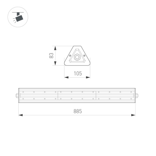 Светильник SP-LAGERN-MOTION-L885-150W Day5000 (WH, 50х90 deg, 230V) (Arlight, IP65 Металл, 5 лет) в Нижнем Новгороде фото 3