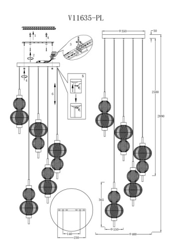 Подвесной светильник Moderli Кластер V11633-PL в Нижнем Новгороде фото 2