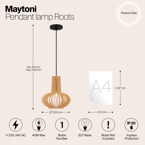 Подвесной светильник Maytoni Roots MOD193PL-01W в Конаково фото 2