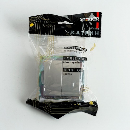 Переключатель двухклавишный без рамки Stekker Катрин 49168 в Нижнем Новгороде фото 4