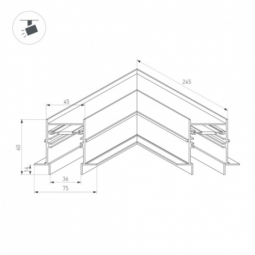 Соединитель угловой L-образный для треков встраиваемых Arlight MAG-45 034681 в Нижнем Новгороде фото 2