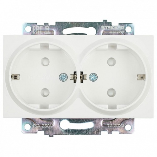 Розетка двойная с заземлением и со шторкой, без рамки Stekker Катрин 39574 в Нижнем Новгороде