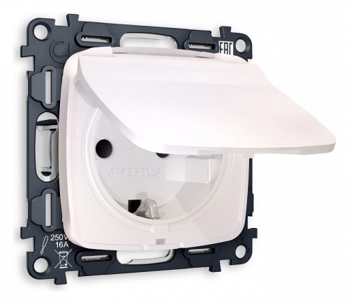 Розетка влагозащищенная с заземлением и со шторкой, без рамки с крышкой Ambrella Volt OMEGA MO208010 в Нижнем Новгороде