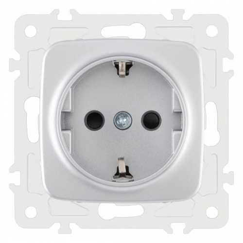Розетка с заземлением и со шторкой, без рамки Arte Milano am-205 205.40-1.silver в Нижнем Новгороде