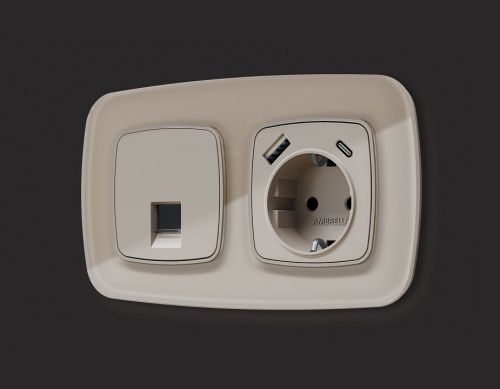 Накладка для розетки с заземлением и со шторками и 2хUSB type A и C Ambrella Volt OMEGA OP3700 в Нижнем Новгороде фото 2