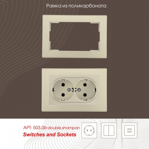 Розетка двойная с заземлением, без рамки Arte Milano am-206 206.40-2.shampan в Нижнем Новгороде фото 3