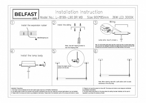 Подвесной светильник Belfast Ravenhill L-8199-L90 BR MB в Нижнем Новгороде фото 3