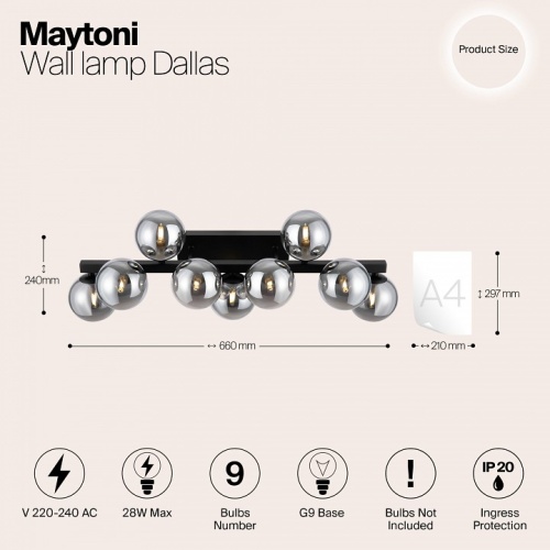 Бра Maytoni Dallas MOD547WL-09B в Арзамасе фото 4