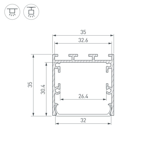 Профиль LINE-M-3535-2500 BLACK (Arlight, Алюминий) в Абдулино