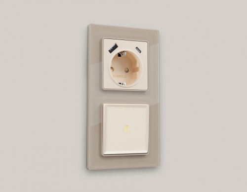 Накладка для розетки с заземлением и со шторками и 2хUSB type A и C Ambrella Volt ALFA AP3300 в Нижнем Новгороде фото 2