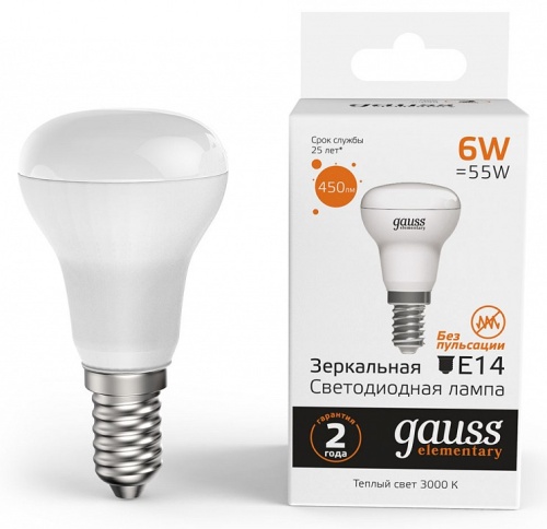Лампа светодиодная Gauss R50 E14 6Вт 3000K 63116 в Нижнем Новгороде фото 5