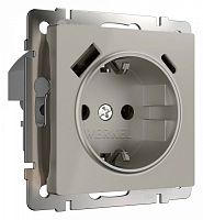 Розетка с заземлением и со шторкой и 2хUSB type A и C, без рамки Werkel дымчатый W1271704 в Нижнем Новгороде