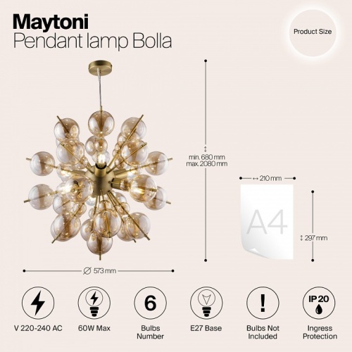 Подвесная люстра Maytoni Bolla MOD133PL-06BS в Благодарном фото 3