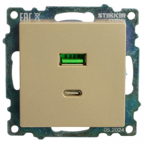 Розетка 2хUSB type A и C без рамки Stekker Катрин 50053 в Нижнем Новгороде