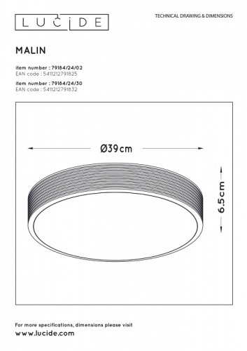 Накладной светильник Lucide Malin 79184/24/02 в Нижнем Новгороде фото 3
