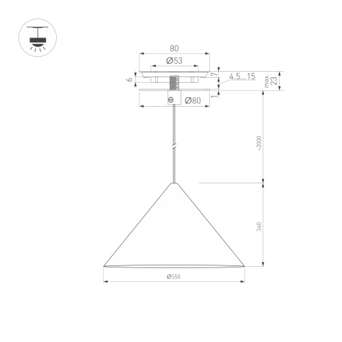 Светильник SP-MAKOTO-R550-14W Warm2700 (WH, 36 deg, 230V, TRIAC) (Arlight, IP20 Металл, 3 года) в Кстово фото 3