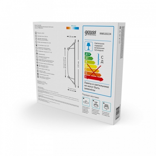 Встраиваемый светильник Gauss Elementary 998520224 в Нижнем Новгороде фото 2
