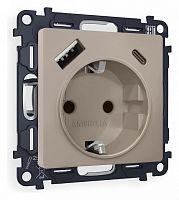 Розетка с заземлением и 2хUSB type A и C, без рамки Ambrella Volt ALFA MA370010 в Нижнем Новгороде