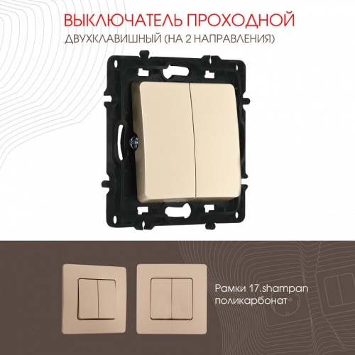 Выключатель проходной двухклавишный без рамки Arte Milano 217 217.32-2.shampan в Нижнем Новгороде фото 4