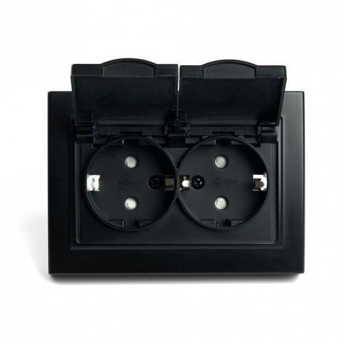 Розетка двойная с заземлением и со шторками, с крышкой Stekker Эрна 49138 в Нижнем Новгороде фото 7