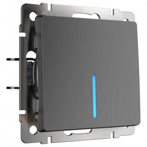 Выключатель одноклавишный с подсветкой без рамки Werkel графит рифленый W1110104 в Нижнем Новгороде