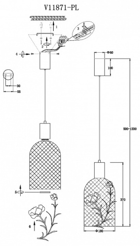 Подвесной светильник Moderli Ophelia V11871-PL в Нижнем Новгороде фото 3