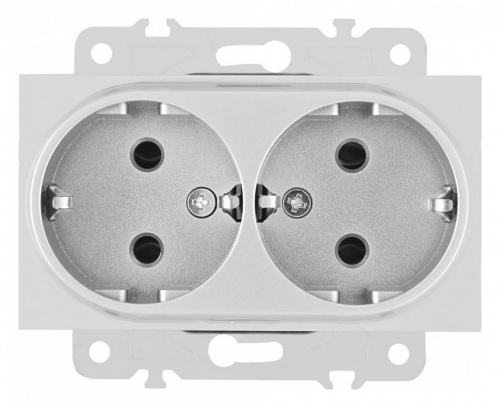 Розетка двойная с заземлением, без рамки Arte Milano am-203 203.40-2.silver в Нижнем Новгороде