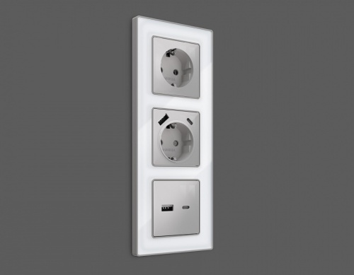 Накладка для розетки с заземлением и со шторками и 2хUSB type A и C Ambrella Volt ALFA AP4100 в Нижнем Новгороде фото 3