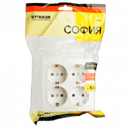Розетка четверная с заземлением Stekker София 49310 в Нижнем Новгороде фото 7