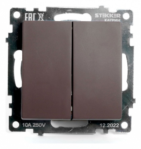 Выключатель двухклавишный без рамки Stekker Катрин 49019 в Нижнем Новгороде