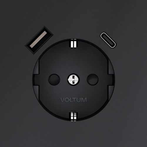 Розетка с заземлением и со шторкой и 2хUSB type A и C, без рамки Voltum S70 VLS040507 в Нижнем Новгороде фото 3