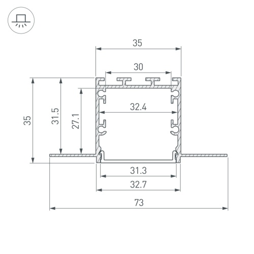 Профиль LINIA32-FANTOM-2000 ANOD (Arlight, Алюминий) в Кизилюрте