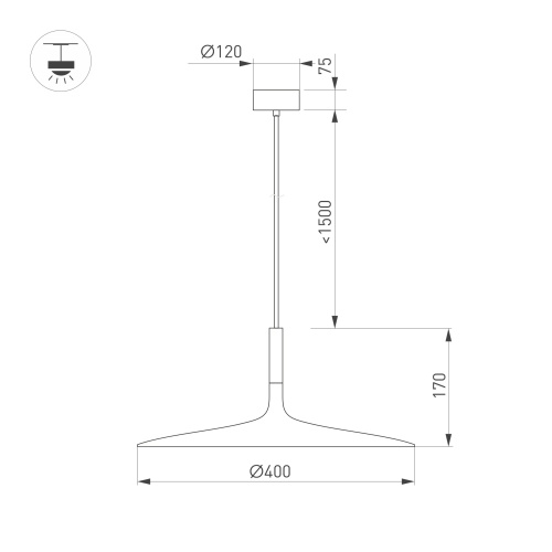 Светильник SP-FIORE-R400-13W Warm3000 (BK, 120 deg, 230V) (Arlight, IP20 Металл, 3 года) в Кадникове фото 2