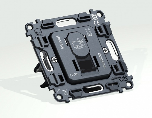 Механизм розетки телефонной RJ-11 со шторкам Ambrella Volt QUANT VM185 в Нижнем Новгороде фото 5