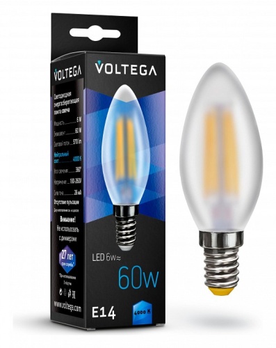 Лампа светодиодная Voltega Candle E14 6Вт 4000K 7045 в Кольчугино