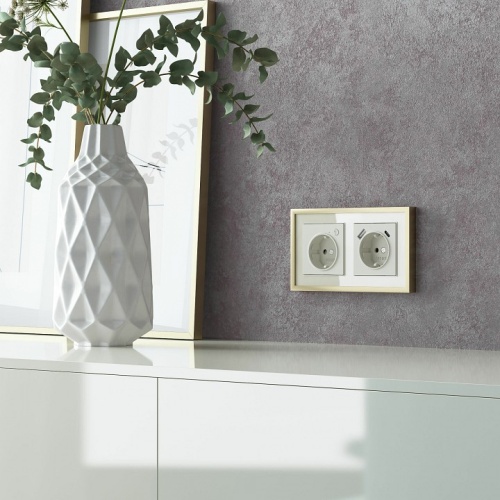 Рамка на 2 поста Werkel Baguette (айвори/латунь) W0022851 в Нижнем Новгороде фото 2