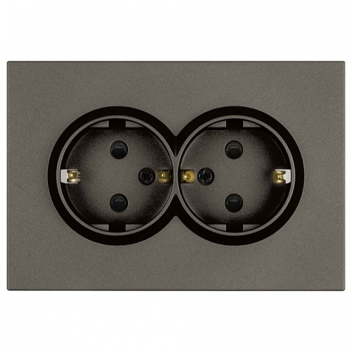 Розетка двойная с заземлением и со шторкой Stekker Эмили 49934 в Нижнем Новгороде