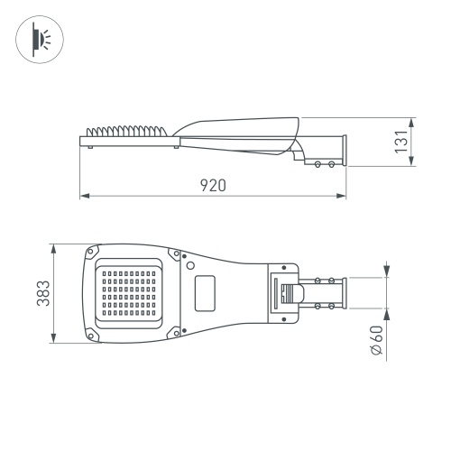 Светильник OXOR-GRES-920х383-240W Day4000 (GR, 150x80 deg, 230V) IP66 (Arlight, -) в Нижнем Новгороде фото 2