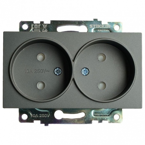 Розетка двойная без заземления и со шторкой, без рамки Stekker Катрин 49421 в Нижнем Новгороде