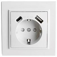 Розетка с заземлением и 2хUSB type A и C Stekker Эрна 50076 в Нижнем Новгороде