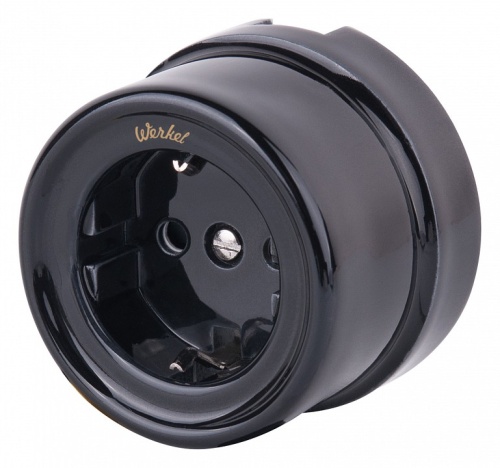 Розетка с заземлением Werkel Ретро (черный) W5671008 в Нижнем Новгороде