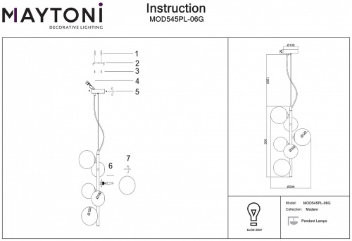 Подвесная люстра Maytoni Dallas MOD545PL-06G в Нижнем Новгороде фото 3