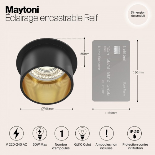 Встраиваемый светильник Maytoni Reif DL050-01GB в Выборге фото 2