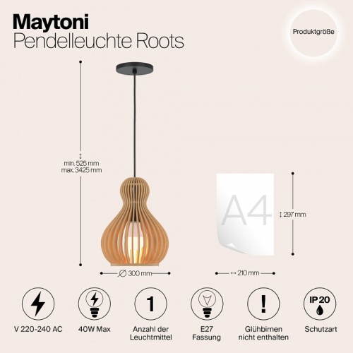 Подвесной светильник Maytoni Roots MOD192PL-01W1 в Ермолино фото 5