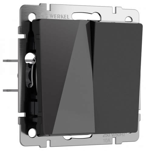 Выключатель проходной двухклавишный без рамки Werkel черный акрил W1122048 в Нижнем Новгороде