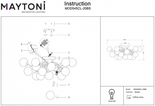 Потолочная люстра Maytoni Dallas MOD545CL-20BS в Одинцово фото 3